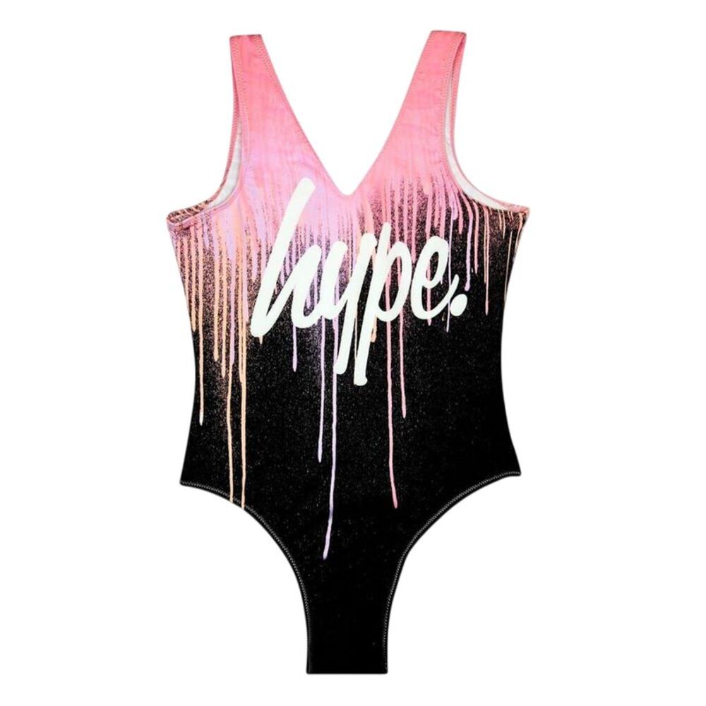Hype Girls Script Paint Drip One Piece Bathing Suit / Multicolored